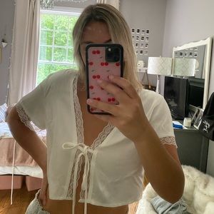 Princess polly white lace tie shirt